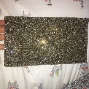Zara silver beaded clutch